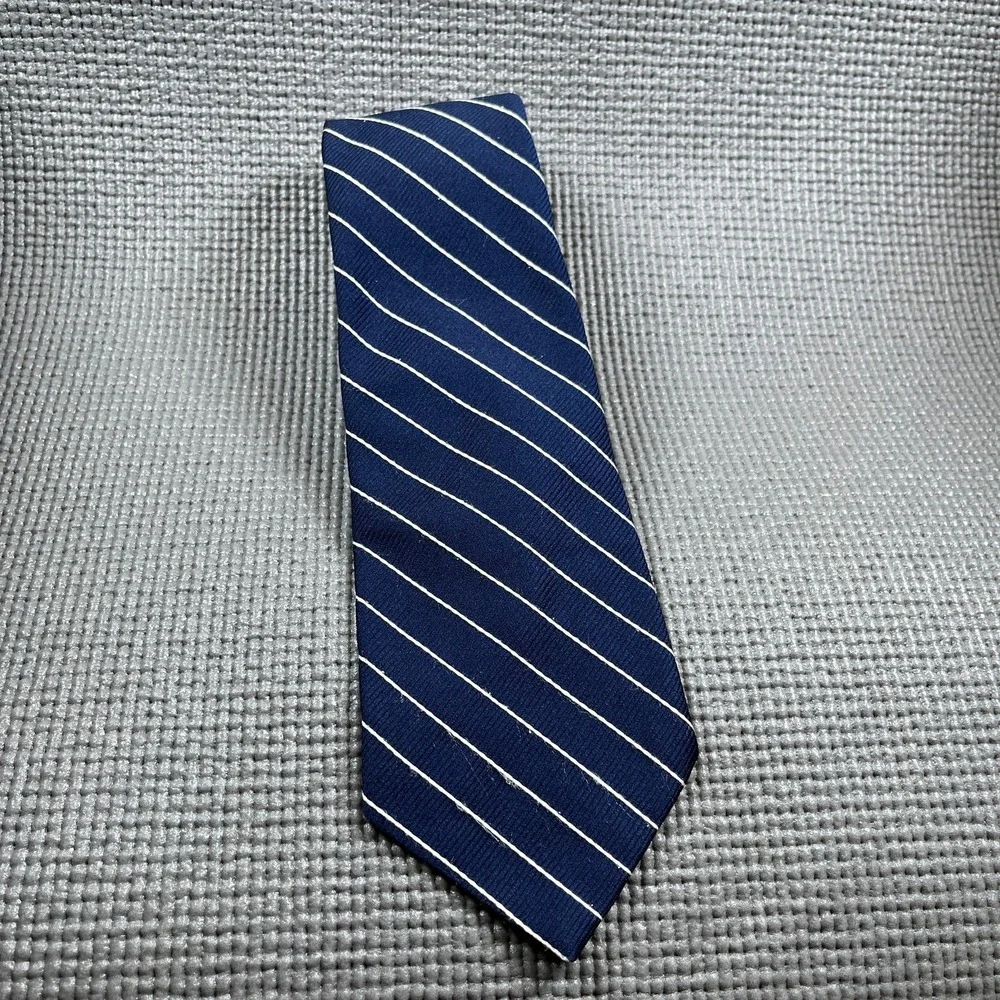 CHRISTIAN DIOR Vintage Silk Tie Mens Necktie Striped Diagonal Blue